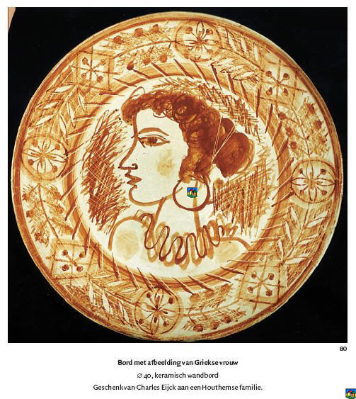 Bord met afbeelding van Griekse vrouw